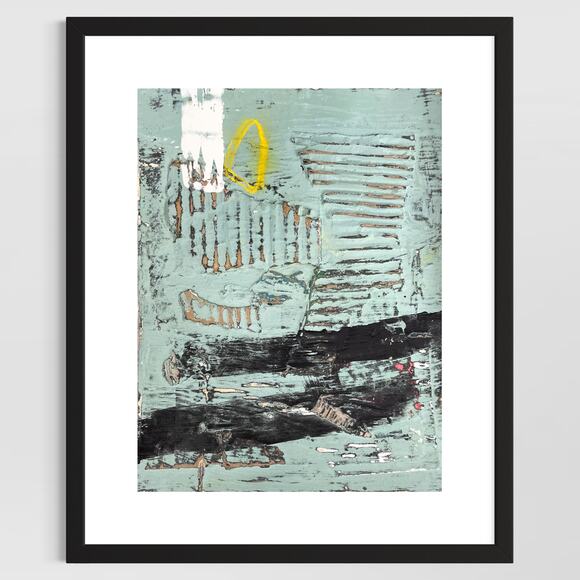 Original Grunge Minimalist Modern Art Collage Painting 8.5x11 